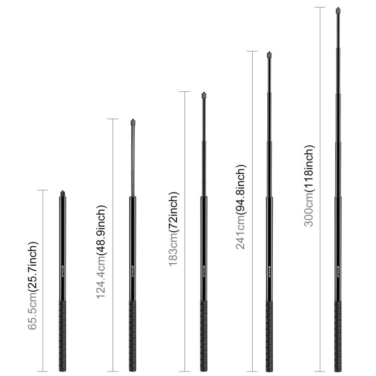 PULUZ 3m Metal Selfie Stick Monopod  for Insta360 One RS / X2 / X3, 3m Monopod