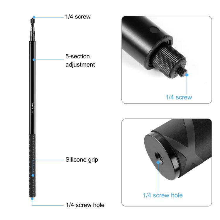 PULUZ 3m Metal Selfie Stick Monopod  for Insta360 One RS / X2 / X3, 3m Monopod