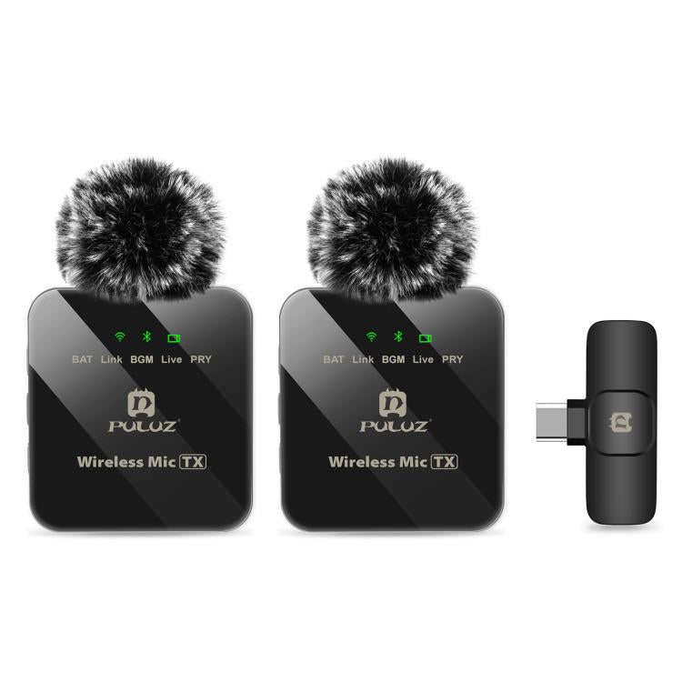 PULUZ Wireless Lavalier Microphone for Type-C Phone, Type-C Receiver and Dual Microphones, Type-C 2 TX + 1 RX