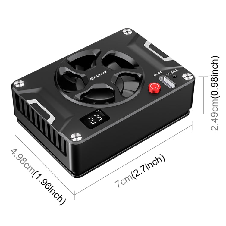 PULUZ Camera Cooling Fan Semiconductor Radiator with LCD Display for Sony / Canon / FUJIFILM / Nikon Cameras (Black)
