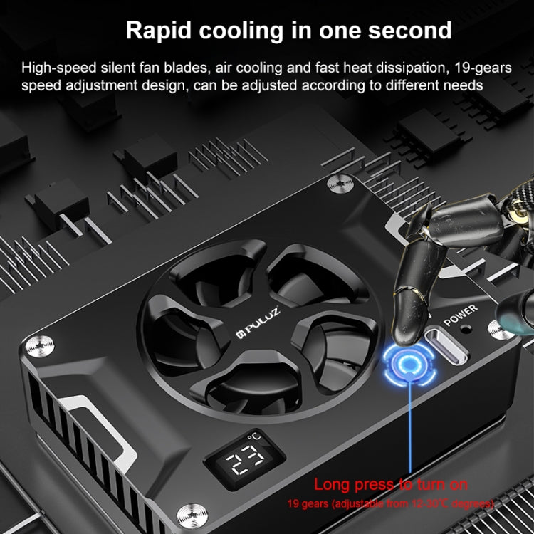 PULUZ Camera Cooling Fan Semiconductor Radiator with LCD Display for Sony / Canon / FUJIFILM / Nikon Cameras (Black)