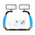 PULUZ Dual Silicone Handles Aluminium Alloy Underwater Diving Rig for GoPro, Other Action Cameras and  Smartphones (Blue)