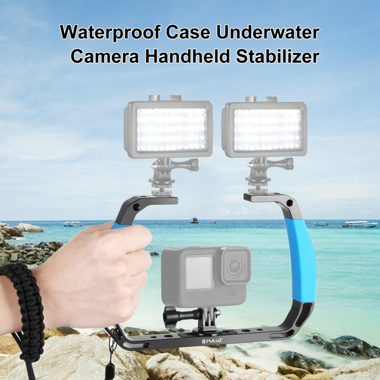 PULUZ Dual Silicone Handles Aluminium Alloy Underwater Diving Rig for GoPro, Other Action Cameras and  Smartphones (Blue)