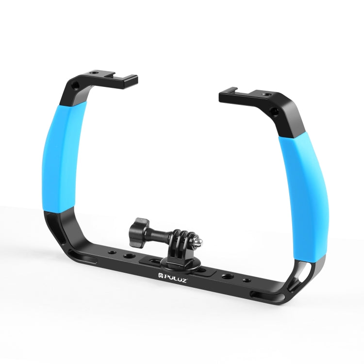 PULUZ Dual Silicone Handles Aluminium Alloy Underwater Diving Rig for GoPro, Other Action Cameras and  Smartphones (Blue)