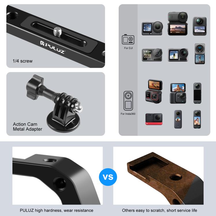 PULUZ Dual Silicone Handles Aluminium Alloy Underwater Diving Rig for GoPro, Other Action Cameras and  Smartphones, For Action Cameras and Smartphones