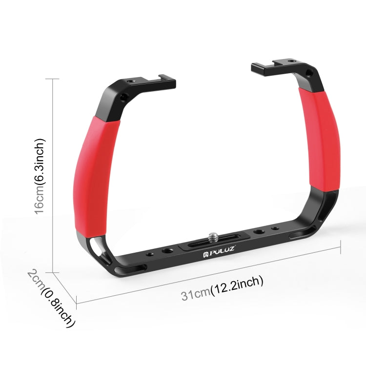 PULUZ Dual Silicone Handles Aluminium Alloy Underwater Diving Rig for GoPro, Other Action Cameras and  Smartphones (Red)