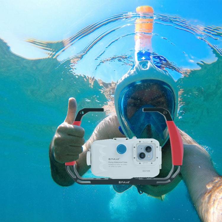 PULUZ Dual Silicone Handles Aluminium Alloy Underwater Diving Rig for GoPro, Other Action Cameras and  Smartphones (Red)