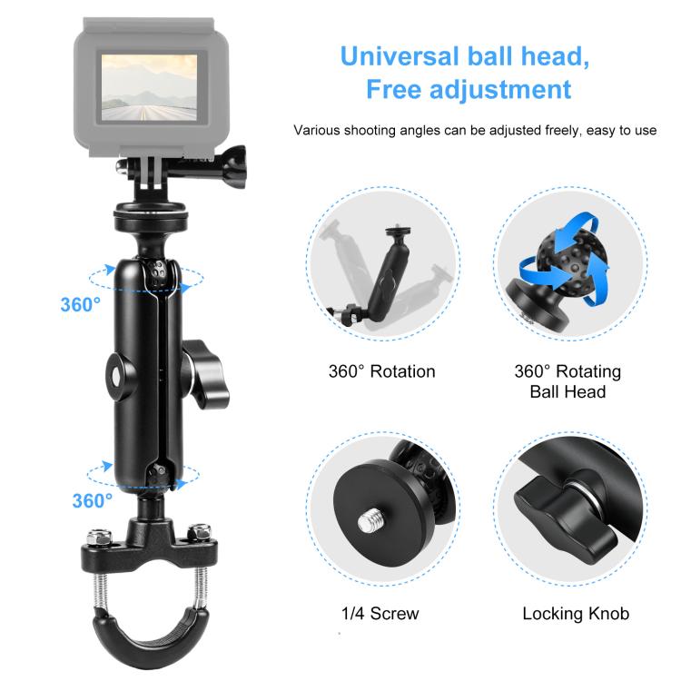 PULUZ Motorcycle Handlebar Fixed Mount U-Bolt Base Holder for GoPro and Other Action Cameras, Handlebar Mount
