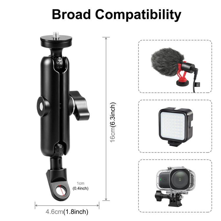 PULUZ Motorcycle Holder Mirror Base Hole Fixed Mount for GoPro and Other Action Cameras, Mirror Base Hole Mount