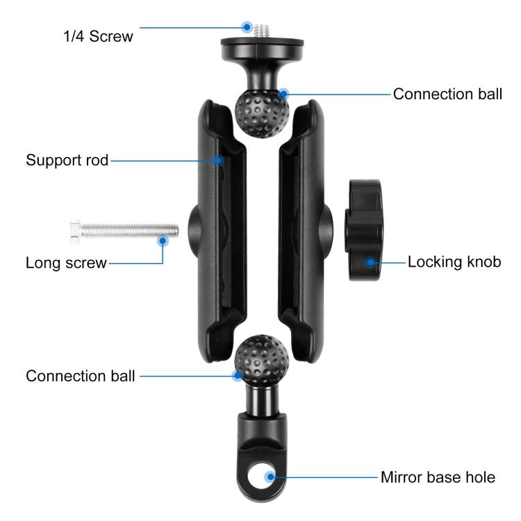 PULUZ Motorcycle Holder Mirror Base Hole Fixed Mount for GoPro and Other Action Cameras, Mirror Base Hole Mount