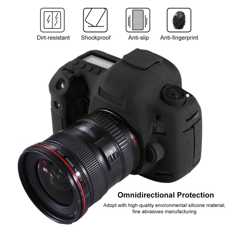 PULUZ Soft Silicone Protective Case for Canon EOS 5D Mark III / 5D3(Black)