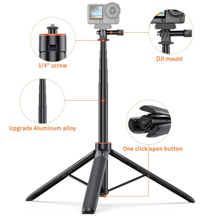 PULUZ 1.3m Action Camera Selfie Stick Tripod Vlog Live Streaming Holder, 1.4m Action Camera Tripod