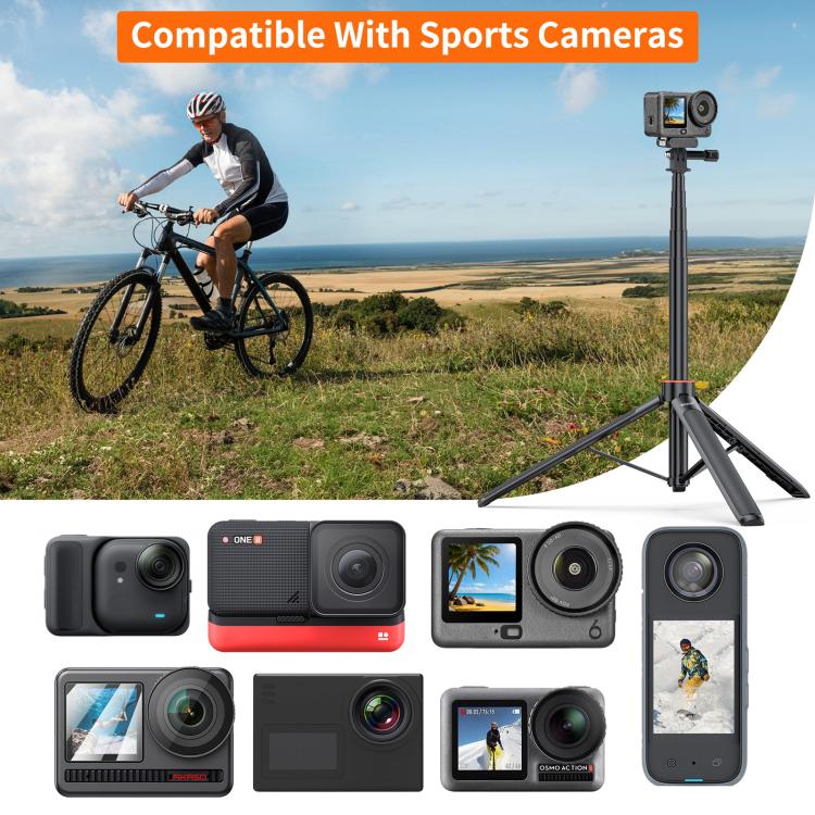 PULUZ 1.3m Action Camera Selfie Stick Tripod Vlog Live Streaming Holder, 1.4m Action Camera Tripod