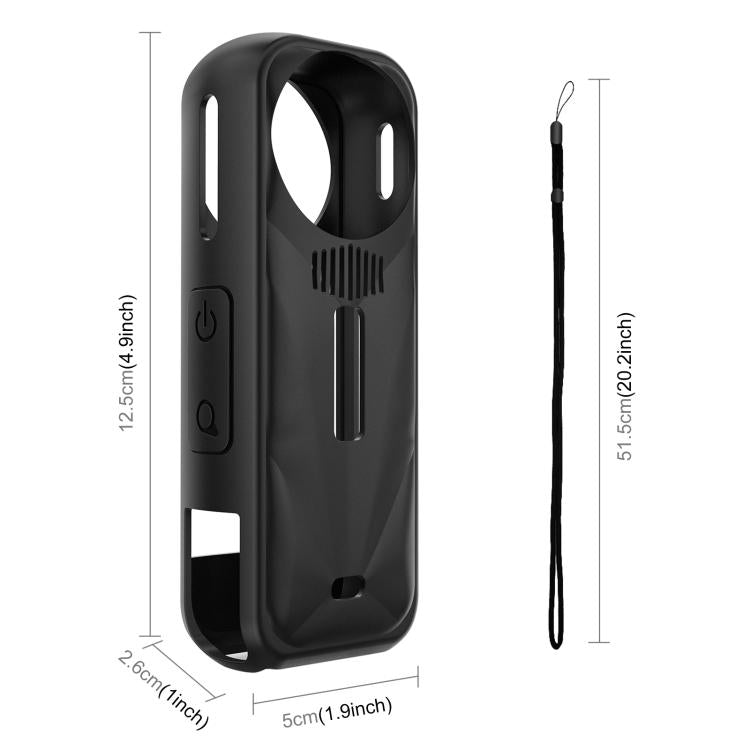 For Insta360 X5 PULUZ Silicone Protective Case with Lens Cover, Silicone Case with Lens Cover (Blue), Silicone Case with Lens Cover (Black), Silicone Case with Lens Cover (Red)