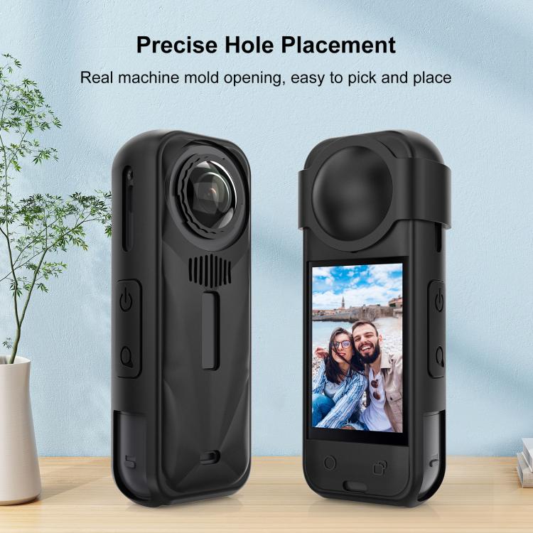 For Insta360 X5 PULUZ Silicone Protective Case with Lens Cover, Silicone Case with Lens Cover (Blue), Silicone Case with Lens Cover (Black), Silicone Case with Lens Cover (Red)