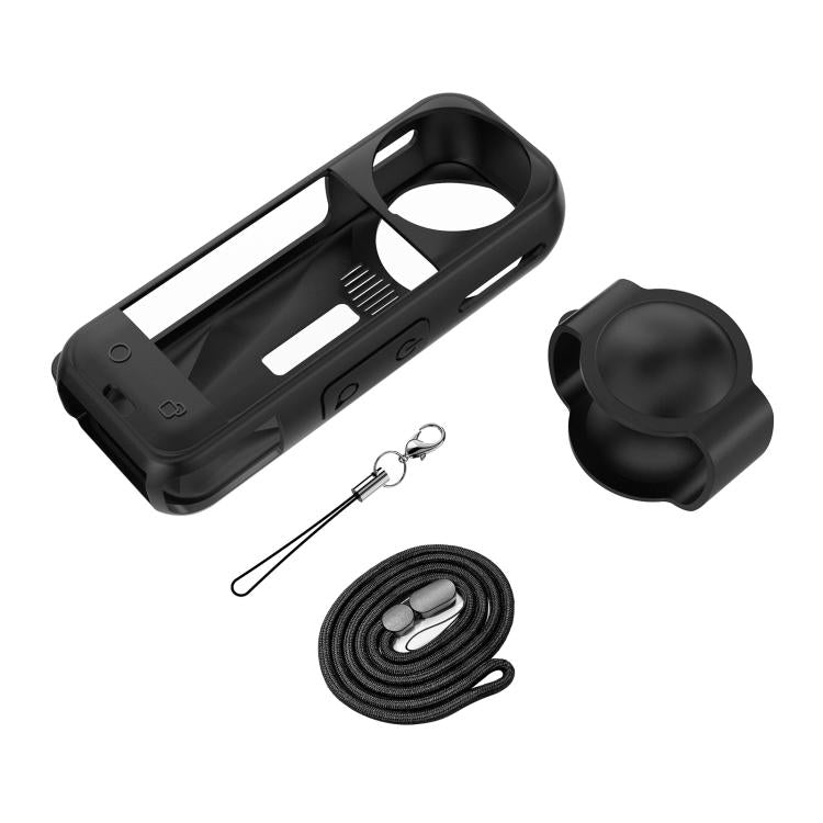 For Insta360 X5 PULUZ Silicone Protective Case with Lens Cover, Silicone Case with Lens Cover (Blue), Silicone Case with Lens Cover (Black), Silicone Case with Lens Cover (Red)