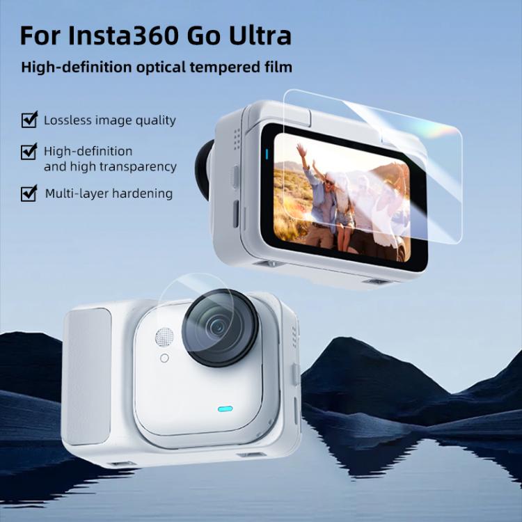 For Insta360 GO Ultra PULUZ 2 in 1 Screen + Lens Tempered Glass Film, For Insta360 GO Ultra