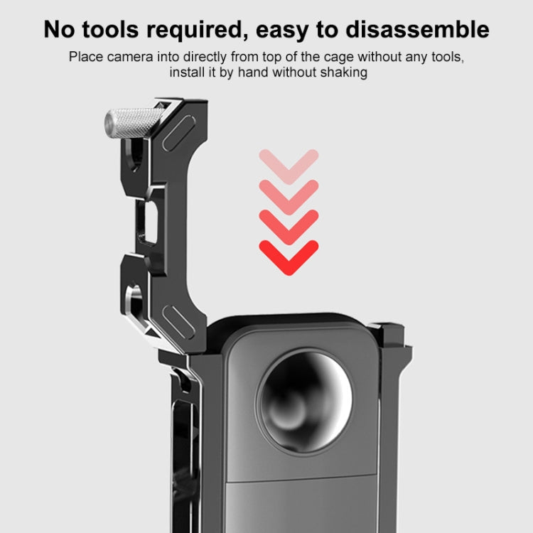 For Insta360 X3 PULUZ Metal Protective Cage Rig Housing Frame with Expand Cold Shoe Base & Tripod Adapter, Metal Cage US Stock, For Insta360 X3