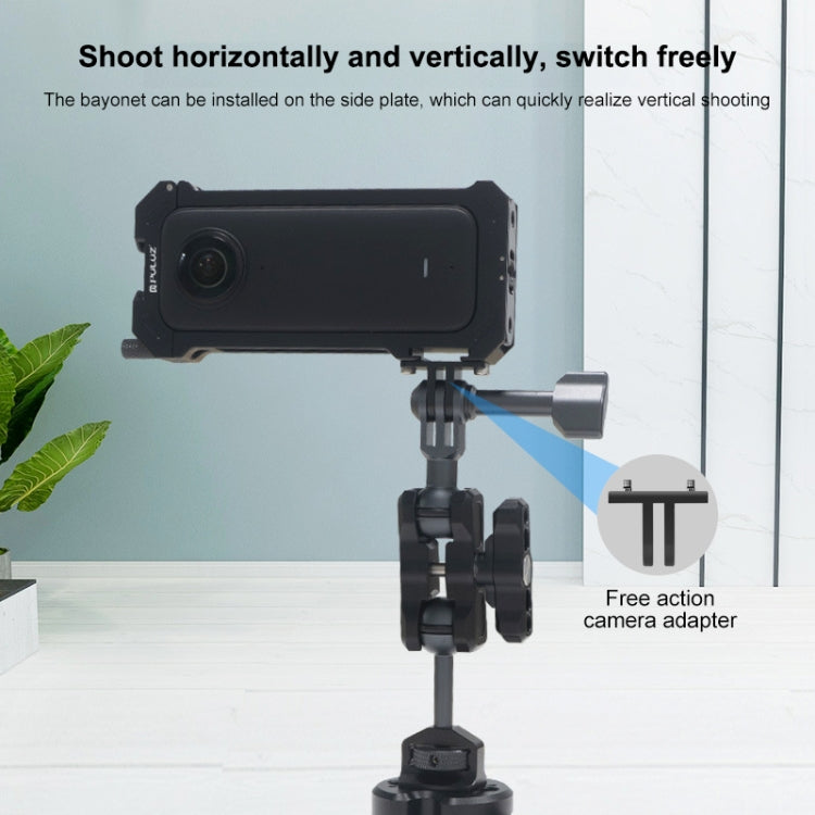 For Insta360 X3 PULUZ Metal Protective Cage Rig Housing Frame with Expand Cold Shoe Base & Tripod Adapter, Metal Cage US Stock, For Insta360 X3
