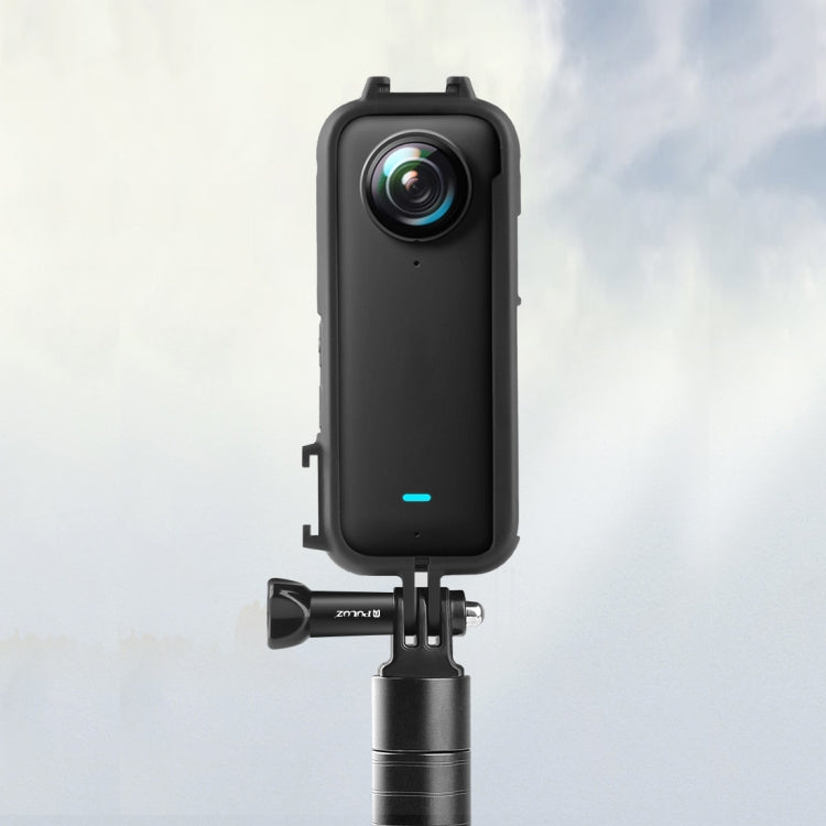 For Insta360 X3 PULUZ Cold Shoe PC Plastic Protective Frame with Adapter Mount & Screw(Black)