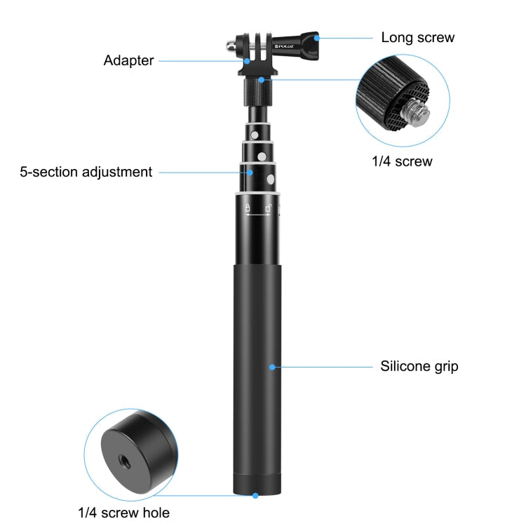 PULUZ 70cm Metal Selfie Stick Monopod with Invisible Adapter Base & Screw for Insta360 One RS / X2 / X3