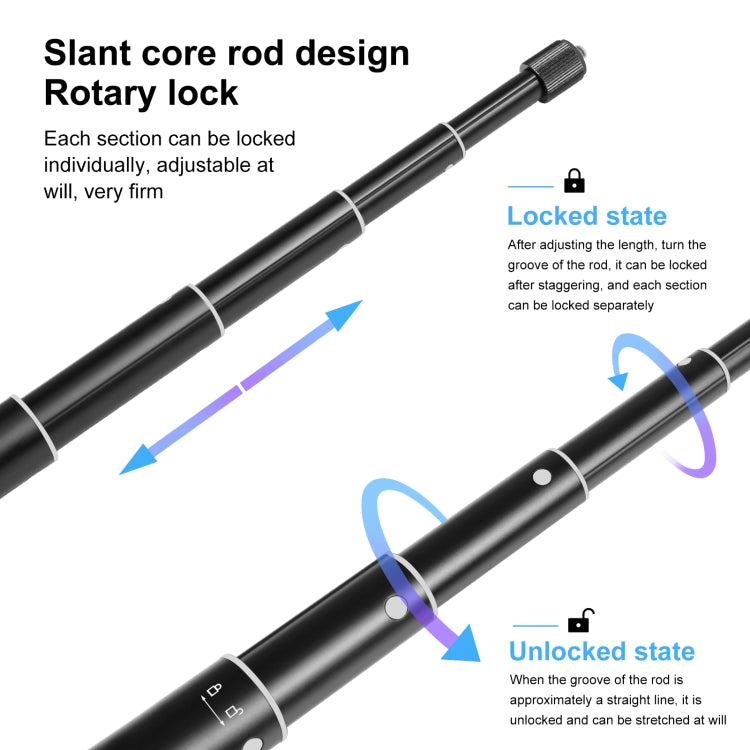 PULUZ 70cm Metal Selfie Stick Monopod with Invisible Adapter Base & Screw for Insta360 One RS / X2 / X3