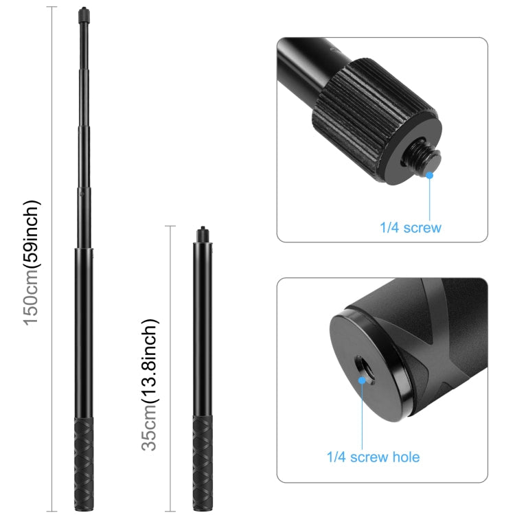 PULUZ 150cm Metal Selfie Stick Monopod  for Insta360 One RS / X2 / X3 / X4