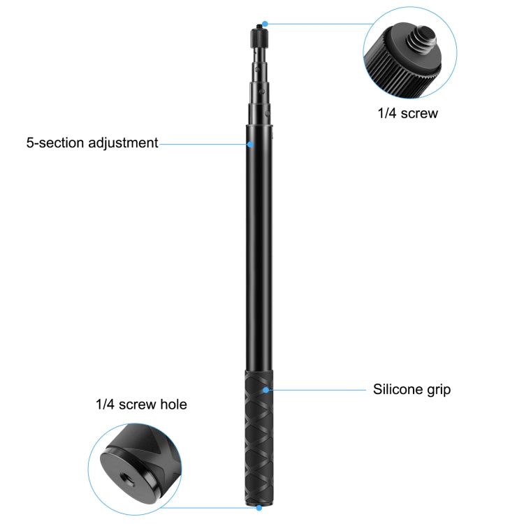 PULUZ 150cm Metal Selfie Stick Monopod  for Insta360 One RS / X2 / X3 / X4
