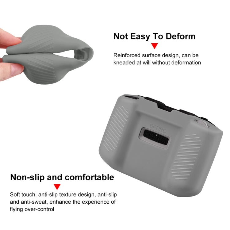PULUZ Shockproof Anti-scratch Silicone Case with Neck Strap For DJI Neo / Mini 3 / 3 Pro / Mavic 3 / Air 2S / Mini 2 RC-N2 / RC-N1 / RC-N3 Remote Control (Grey)