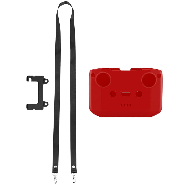PULUZ Shockproof Anti-scratch Silicone Case with Neck Strap For DJI Neo / Mini 3 / 3 Pro / Mavic 3 / Air 2S / Mini 2 RC-N2 / RC-N1 / RC-N3 Remote Control(Red)