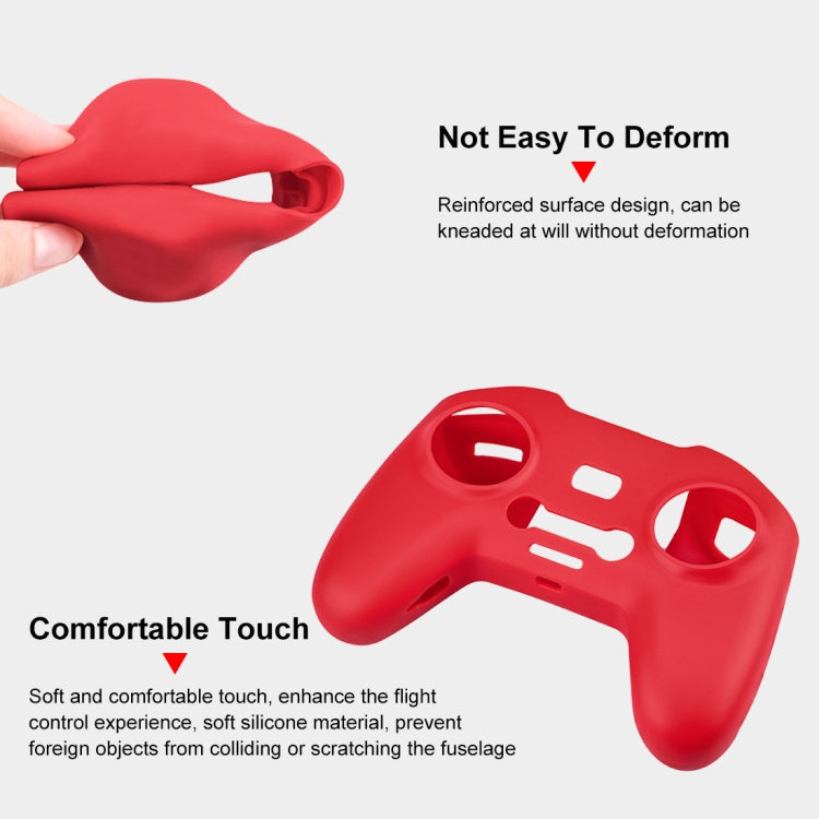 For DJI FPV Combo Remote Control PULUZ Silicone Protective Case with Neck Strap(Red)