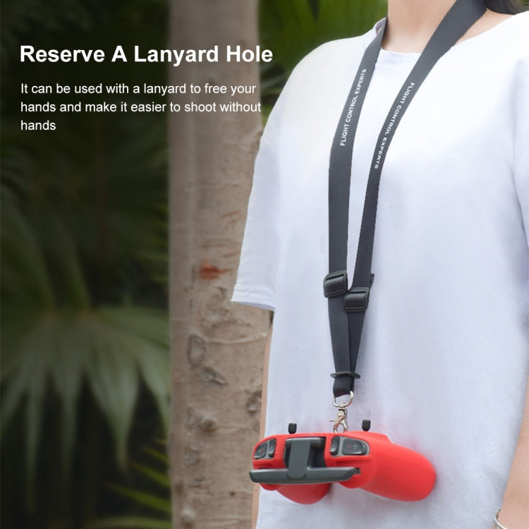 For DJI FPV Combo Remote Control PULUZ Silicone Protective Case with Neck Strap(Red)