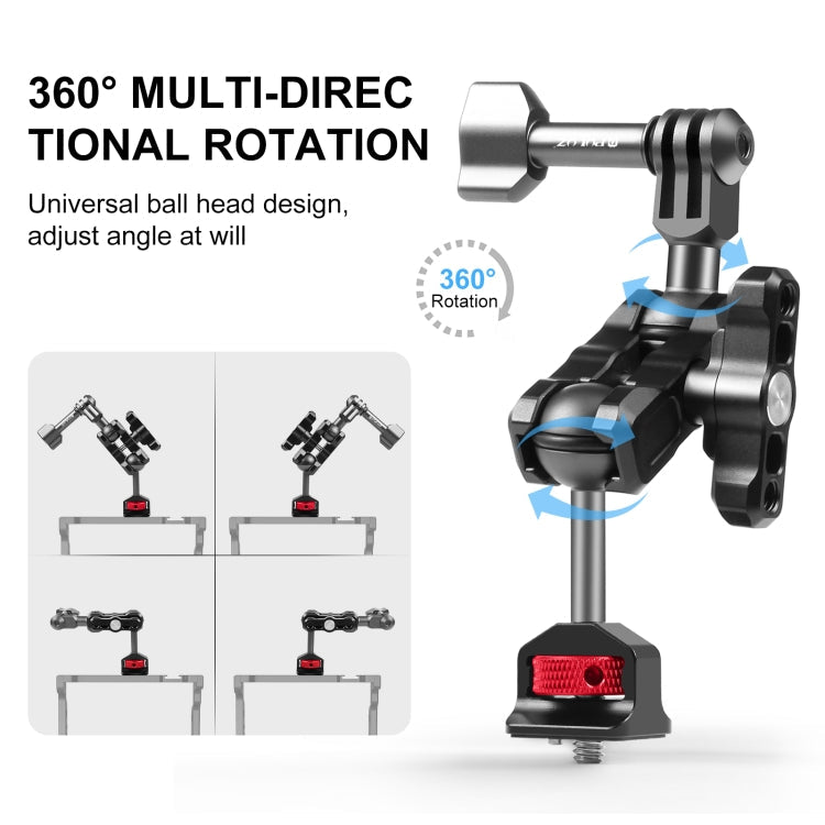 PULUZ Magic Arm Multi-way Ball  Aluminum Alloy Mount (Black)
