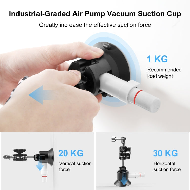 PULUZ Magic Arm with Pump Suction Cup Aluminum Alloy Mount (Black)