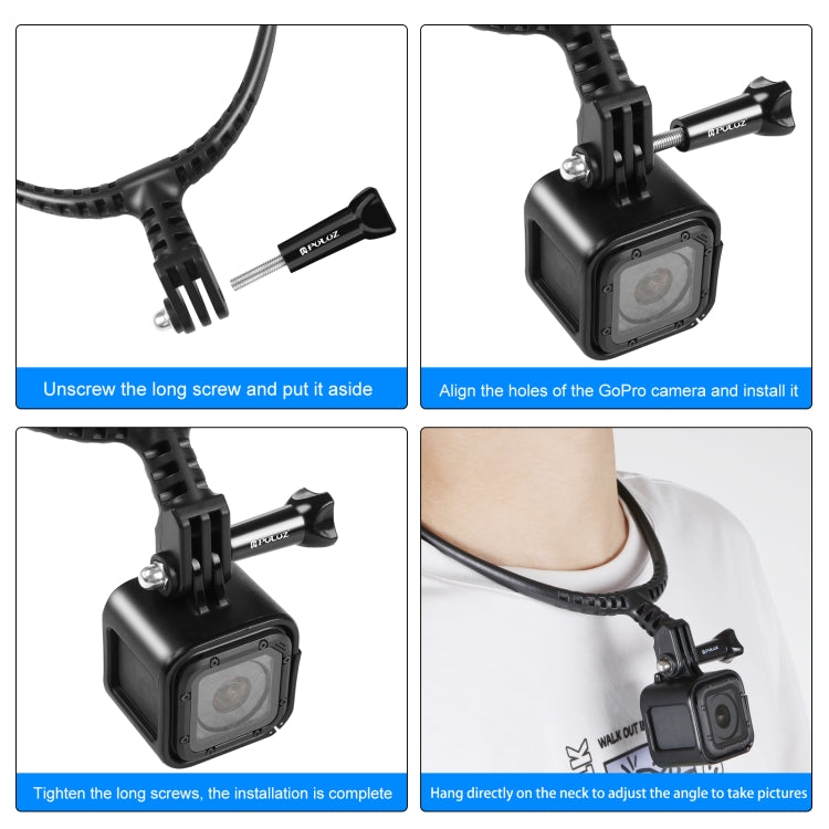 PULUZ Lazy Adjustable Neck Bracket for GoPro Action Cameras (Black)