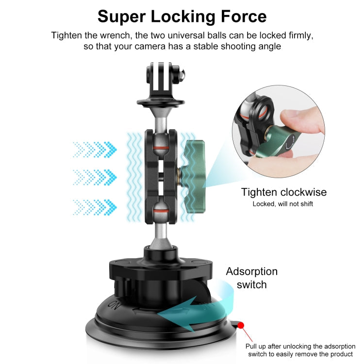 PULUZ Magic Arm Strong Suction Cup Aluminum Alloy Mount(Black)
