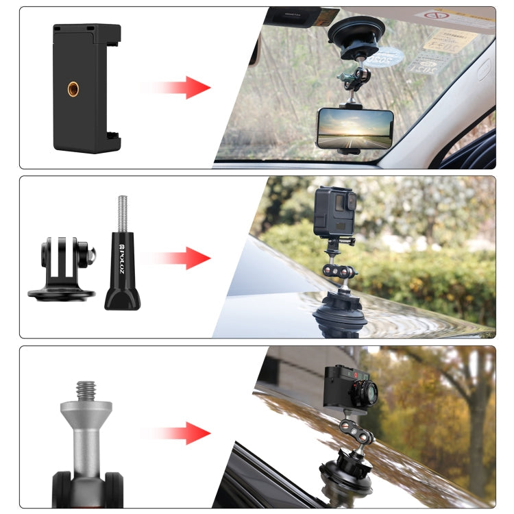 PULUZ Magic Arm Strong Suction Cup Aluminum Alloy Mount(Black)