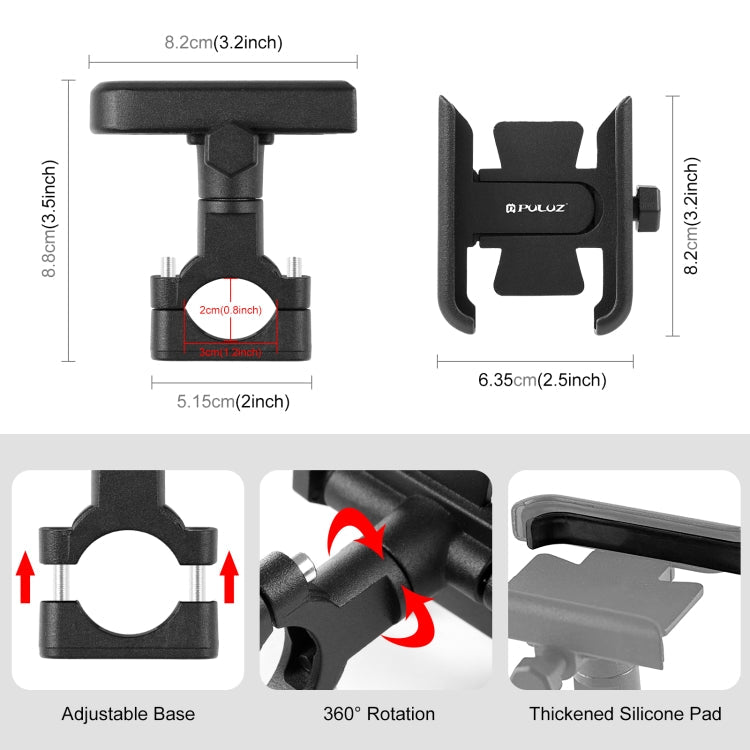 PULUZ Motorcycle Bicycle Handlebar Aluminum Alloy Phone Holder(Black)