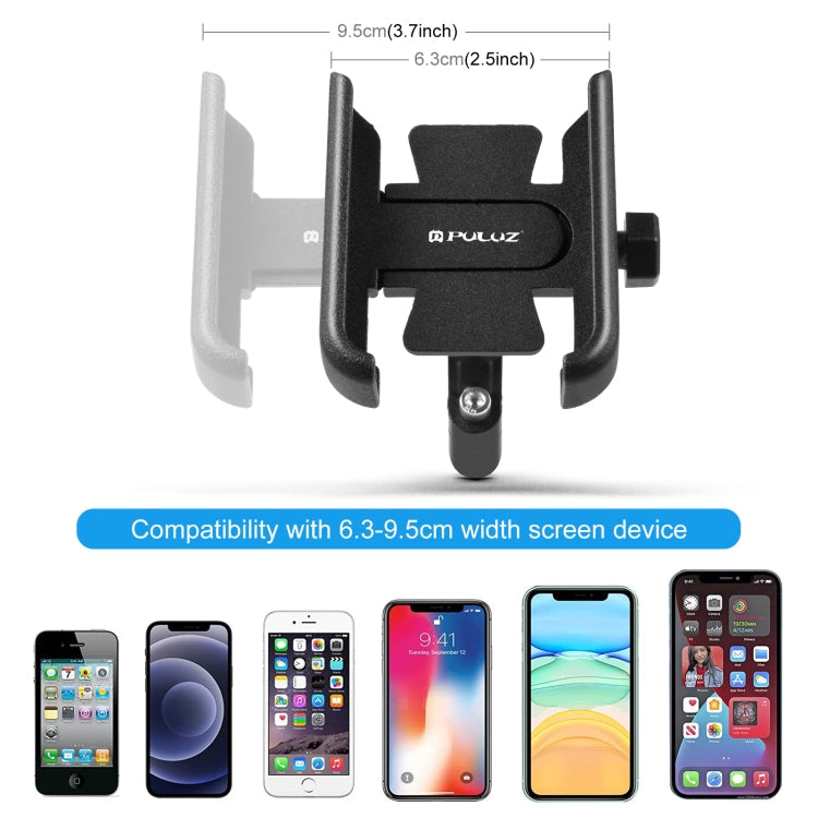 PULUZ Motorcycle Bicycle Handlebar Aluminum Alloy Phone Holder(Black)