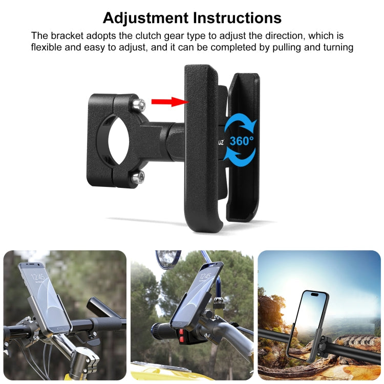 PULUZ Motorcycle Bicycle Handlebar Aluminum Alloy Phone Holder(Black)