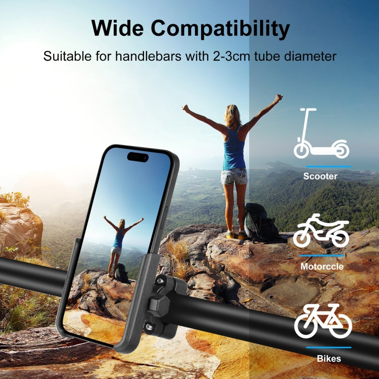 PULUZ Motorcycle Bicycle Handlebar Aluminum Alloy Phone Holder(Black)