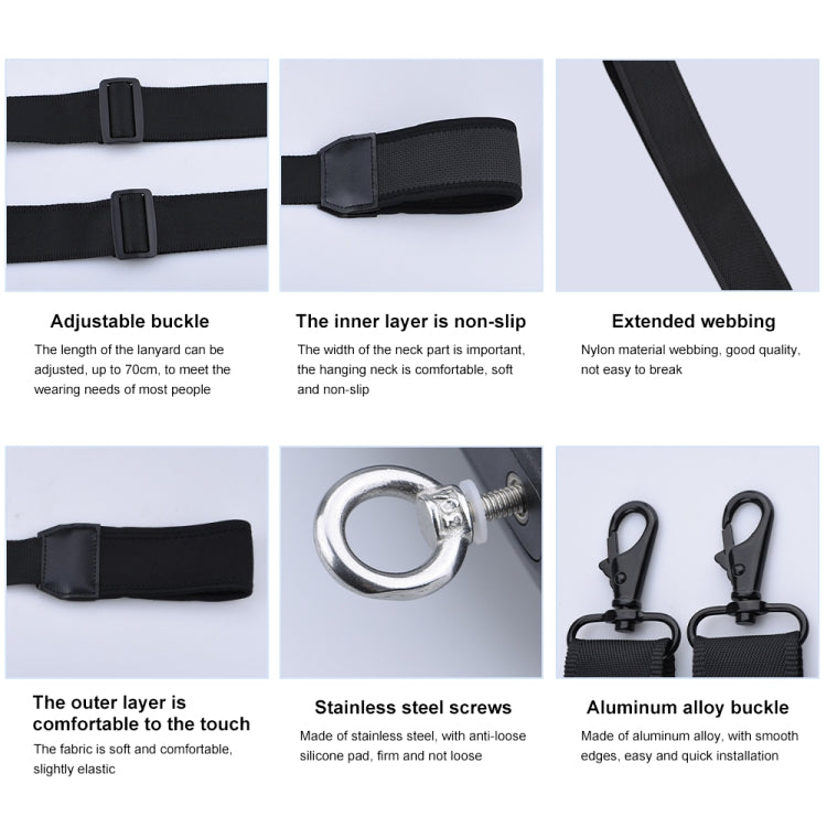 PULUZ Neck Lanyard Strap for DJI RC 2 / RC 1 / Air 3 / Mini 4 Pro / Mini 3 Pro / Air 2S / Air 2 / Mavic 2 Screen Remote Control (Black)