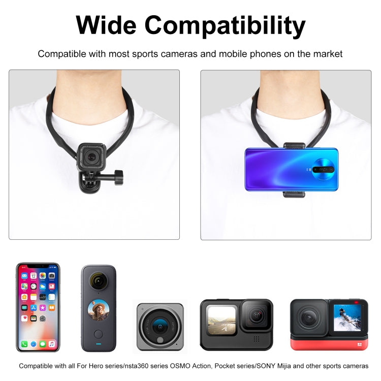 PULUZ Lazy Neck Bracket POV View Mount for GoPro Action Cameras (Black)