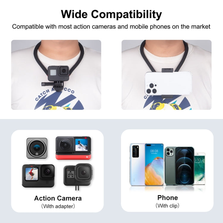 PULUZ Lazy Neck Bracket POV View Mount with Phone Clamp for GoPro Action Cameras / SmarPhones