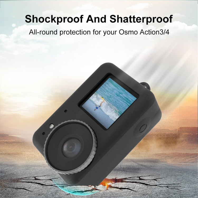 For DJI Osmo Action 4 / 3 PULUZ Silicone Protective Case with Lens Cap (Black)