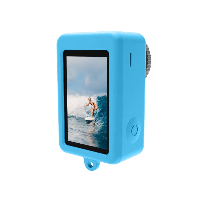 For DJI Osmo Action 4 / 3 PULUZ Silicone Protective Case with Lens Cap (Blue)