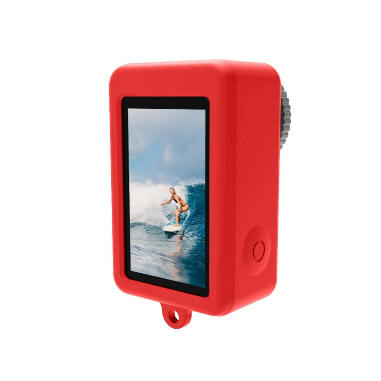 For DJI Osmo Action 4 / 3 PULUZ Silicone Protective Case with Lens Cap (Red)