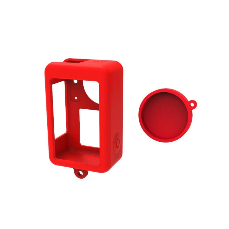 For DJI Osmo Action 4 / 3 PULUZ Silicone Protective Case with Lens Cap (Red)