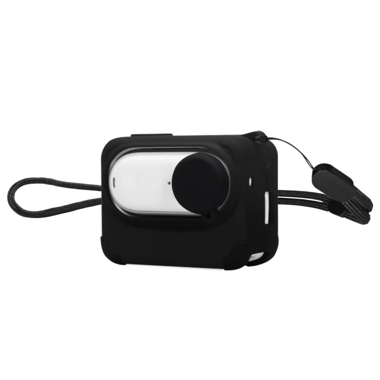 For Insta360 GO 3 PULUZ Camera Charging Case Silicone Case with Lens Cap & Strap (Black)