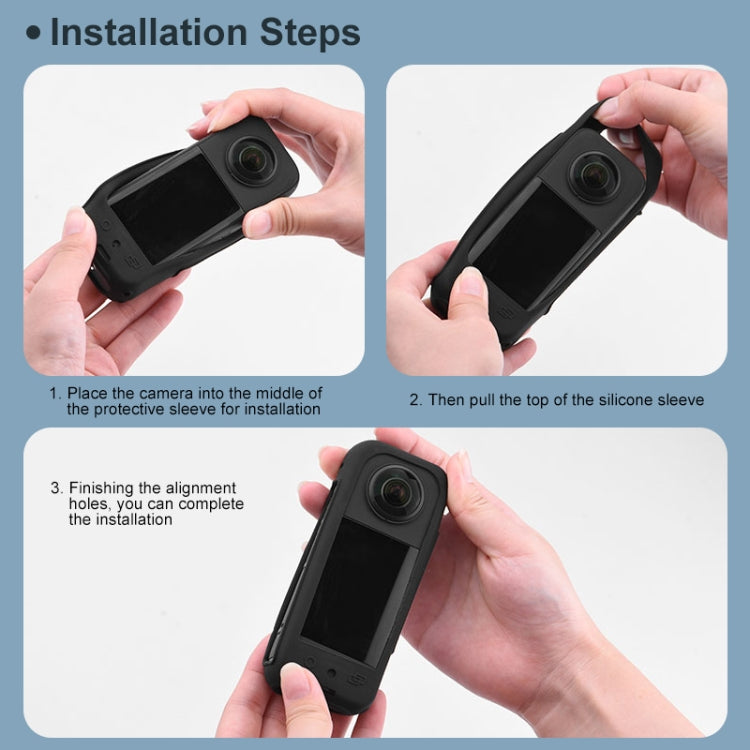 For Insta360 X3 PULUZ Silicone Case Protective Cover with Hand Strap (Black)